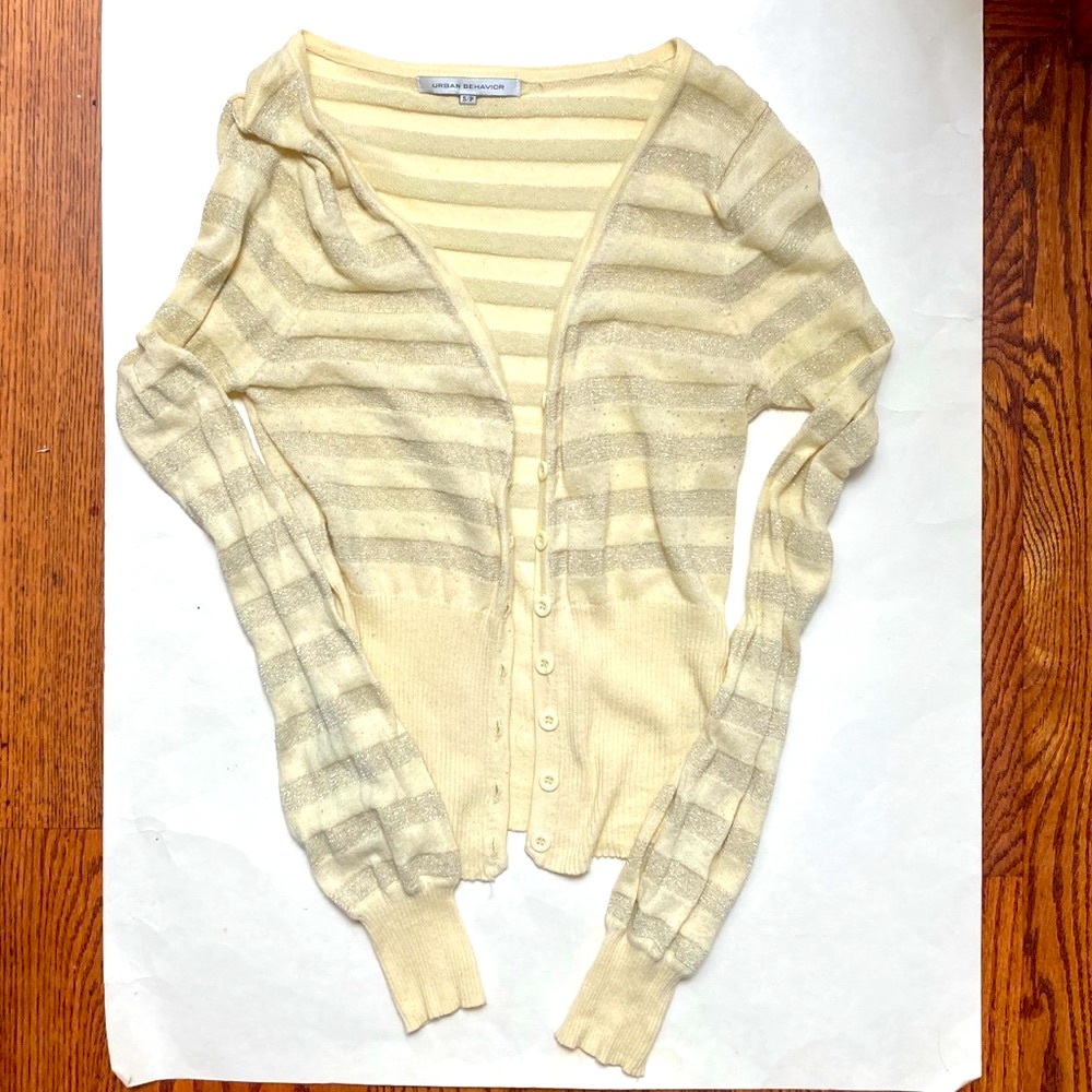 Urban Behaviour Yellow and Silver striped cardigan